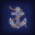 Anchor With Rope Neon Sign. Ideal neon sign for your seafood restaurant, travel and tours, travel agency. 
