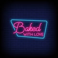 baked with love pink neon sign