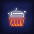 Basket With Clean Linen Neon Sign Perfect For Your Business