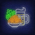 Beer mug, Pretzels And Hop Cones Neon Sign