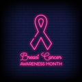 breast cancer awareness month pink neon sign