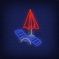 Chaise Longue And Beach Umbrella Neon Sign