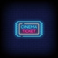 Cinema Ticket Neon Sign Perfect For Business Environment