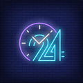 Clock And Twenty Four Hours Neon Sign Perfect For Shop & Store