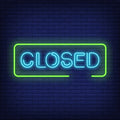 Closed Neon Sign Perfect For Shop & Store