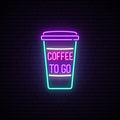 coffee to go neon pink aesthetic sign