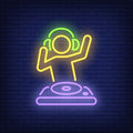 Disk Jockey with DJ Mixer Neon Sign for Music Venues and Parties
