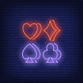 Four Suit Symbols Neon Sign