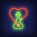 Hookah with Heart-Shaped Hose Neon Sign for Lounges and Bars