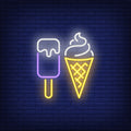 Ice-Cream Bar And Cone Neon Sign