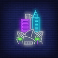 Los Angeles Music Center And City Buildings Neon Sign