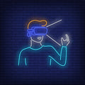 Man Wearing Vr Headset Neon Sign