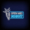 Open Mic Night Neon Sign for Bar and Café Décor