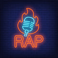 Rap Neon Word And Microphone In Flame Neon Sign