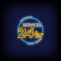 Services 24 Hours Neon Sign  for Round-the-Clock Businesses