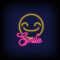 Smile With Emoticon In Neon Sign