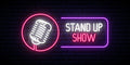 Stand Up Show Emblem Neon Sign for Comedy Clubs and Events