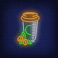 Takeaway Coffee In Plastic Cup Neon Sign