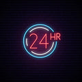 Twenty Four Hours Neon Sign