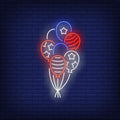 Usa Flag Balloons Neon Sign