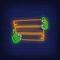 Zombie Hands Holding Wooden Signboard Neon Sign