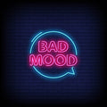 bad mood pink neon sign