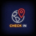 Check In Neon Sign Perfect For Bar & Clube