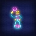 Hookah with Heart-Shaped Smoke Neon Sign for Lounges and Bars