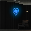 BFLFL with Heart Neon Sign in Light Blue 23x30 inches